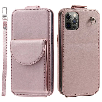 For iPhone 12 / 12 Pro Case Card Bag Viewing Stand Vertical Flip PU Leather Phone Cover