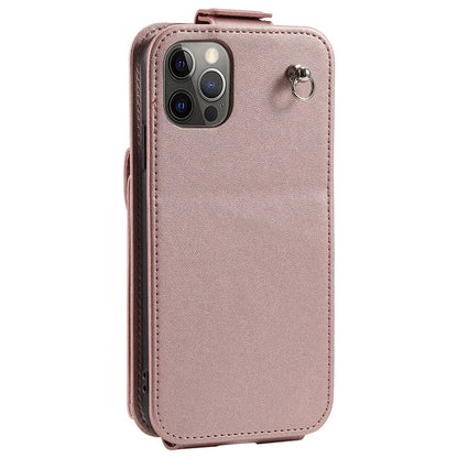 For iPhone 12 / 12 Pro Case Card Bag Viewing Stand Vertical Flip PU Leather Phone Cover