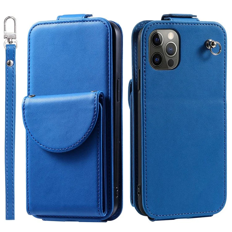 For iPhone 12 / 12 Pro Case Card Bag Viewing Stand Vertical Flip PU Leather Phone Cover