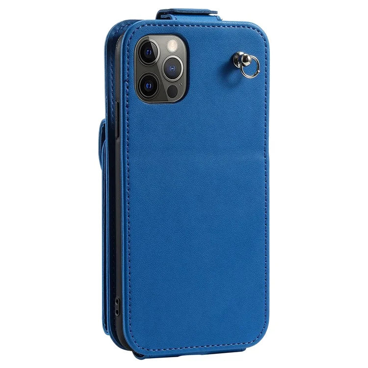 For iPhone 12 / 12 Pro Case Card Bag Viewing Stand Vertical Flip PU Leather Phone Cover