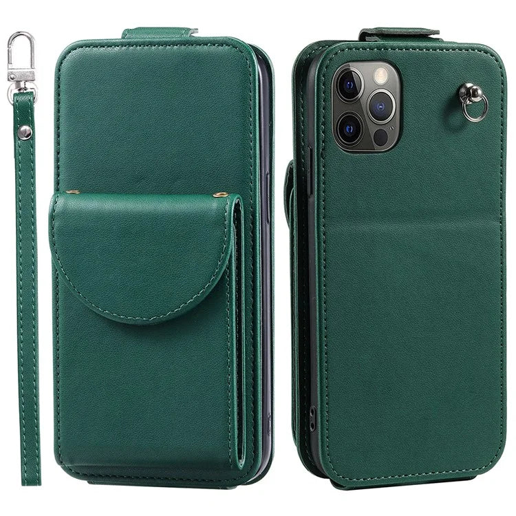 For iPhone 12 / 12 Pro Case Card Bag Viewing Stand Vertical Flip PU Leather Phone Cover