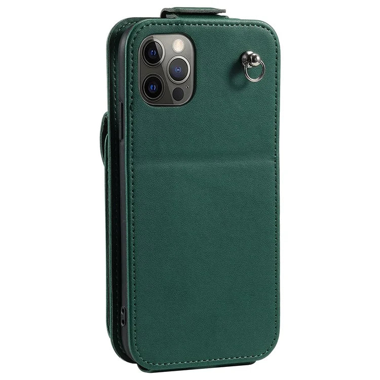 For iPhone 12 / 12 Pro Case Card Bag Viewing Stand Vertical Flip PU Leather Phone Cover