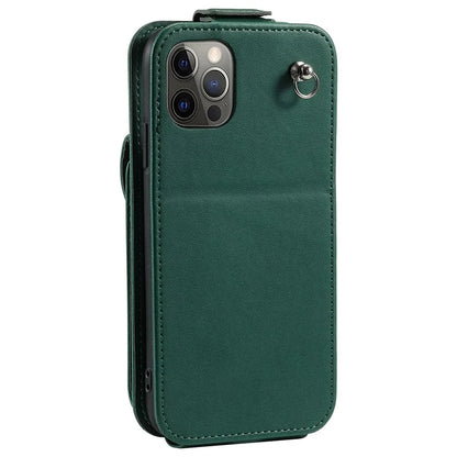 For iPhone 12 / 12 Pro Case Card Bag Viewing Stand Vertical Flip PU Leather Phone Cover