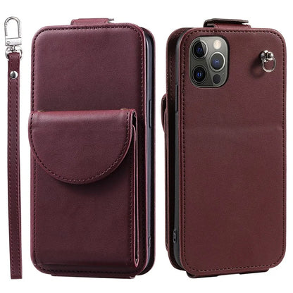 For iPhone 12 / 12 Pro Case Card Bag Viewing Stand Vertical Flip PU Leather Phone Cover