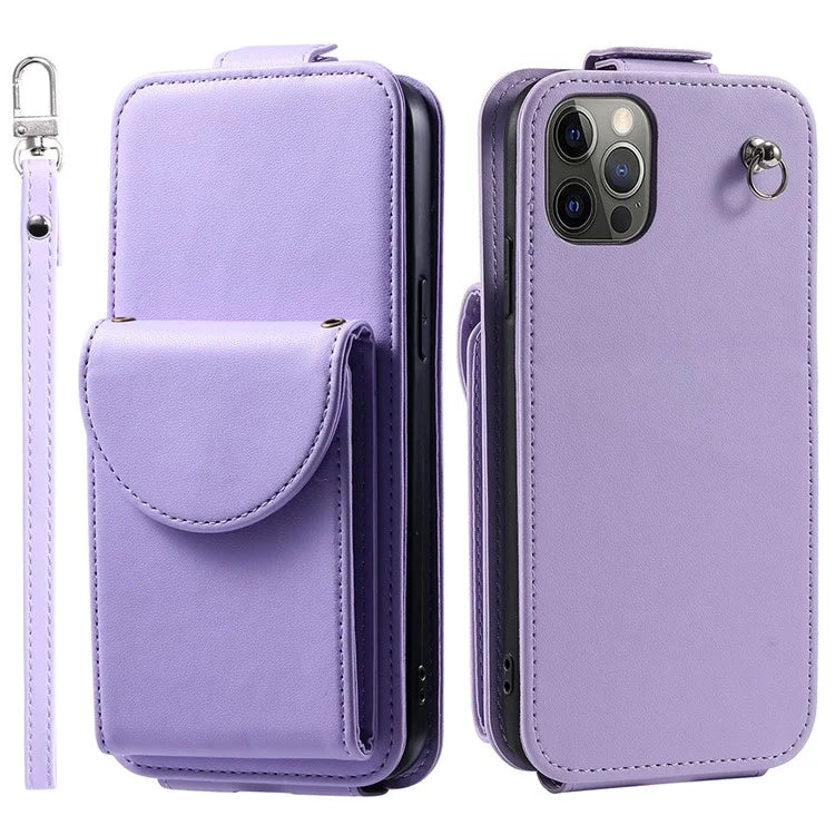 For iPhone 12 / 12 Pro Case Card Bag Viewing Stand Vertical Flip PU Leather Phone Cover