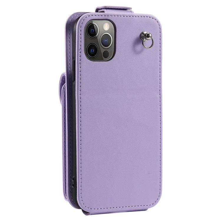 For iPhone 12 / 12 Pro Case Card Bag Viewing Stand Vertical Flip PU Leather Phone Cover