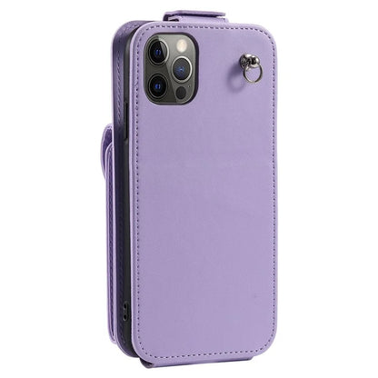 For iPhone 12 / 12 Pro Case Card Bag Viewing Stand Vertical Flip PU Leather Phone Cover
