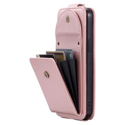 For iPhone 14 Pro Case Card Bag Shock Absorbing Vertical Flip PU Leather Phone Cover