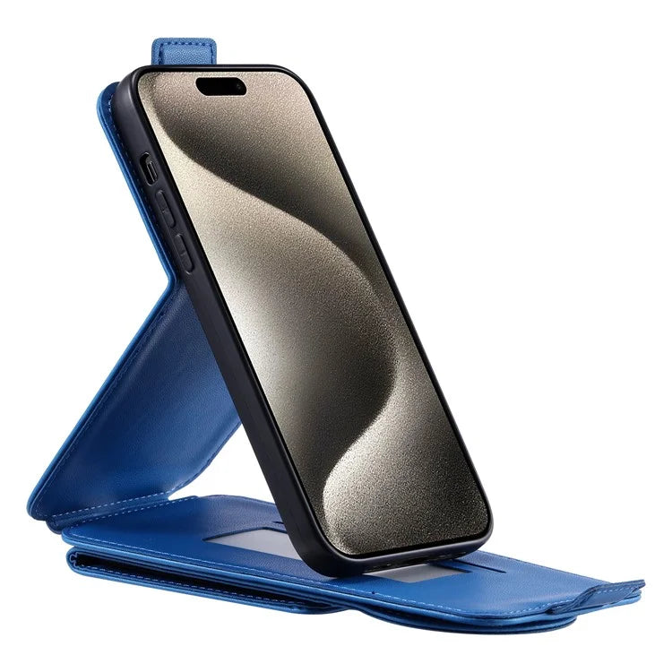 For iPhone 14 Pro Case Card Bag Shock Absorbing Vertical Flip PU Leather Phone Cover
