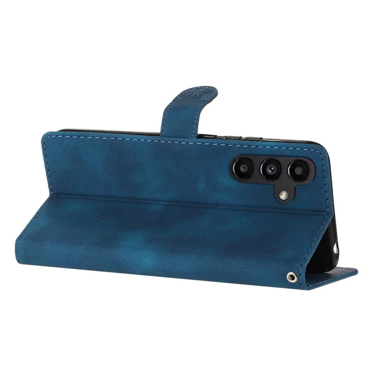 For Samsung Galaxy A05s 4G Slim-Fit Leather Cover Imprinted Flower Phone Stand Case Wallet