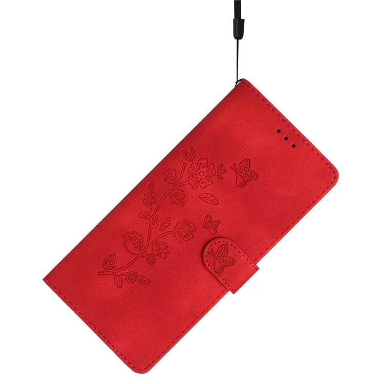 For Samsung Galaxy A05s 4G Slim-Fit Leather Cover Imprinted Flower Phone Stand Case Wallet