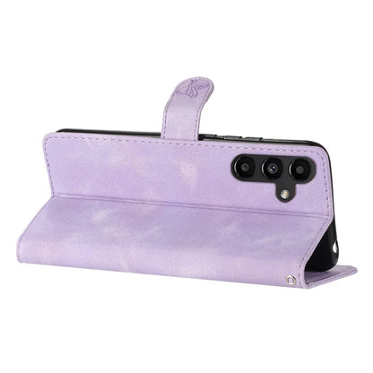 For Samsung Galaxy A05s 4G Slim-Fit Leather Cover Imprinted Flower Phone Stand Case Wallet