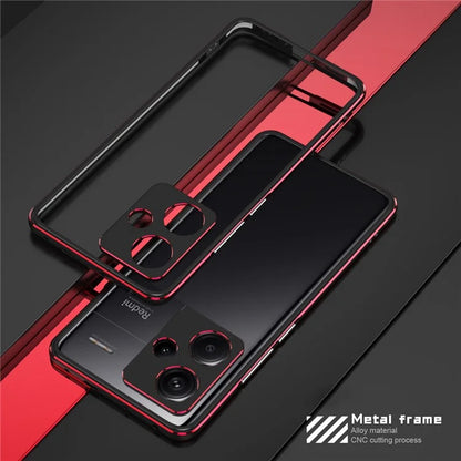For Xiaomi Redmi Note 13 Pro+ Bumper Case Metal Frame Bumper Cover with Camera Lens Guard