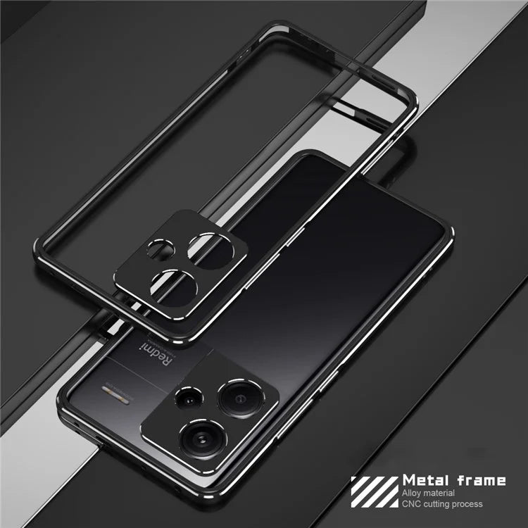For Xiaomi Redmi Note 13 Pro+ Bumper Case Metal Frame Bumper Cover with Camera Lens Guard