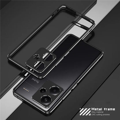 For Xiaomi Redmi Note 13 Pro+ Bumper Case Metal Frame Bumper Cover with Camera Lens Guard