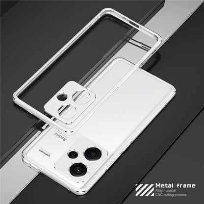 For Xiaomi Redmi Note 13 Pro+ Bumper Case Metal Frame Bumper Cover with Camera Lens Guard