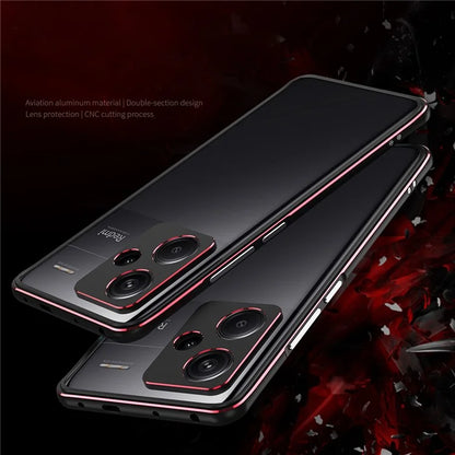 For Xiaomi Redmi Note 13 Pro+ Bumper Case Metal Frame Bumper Cover with Camera Lens Guard