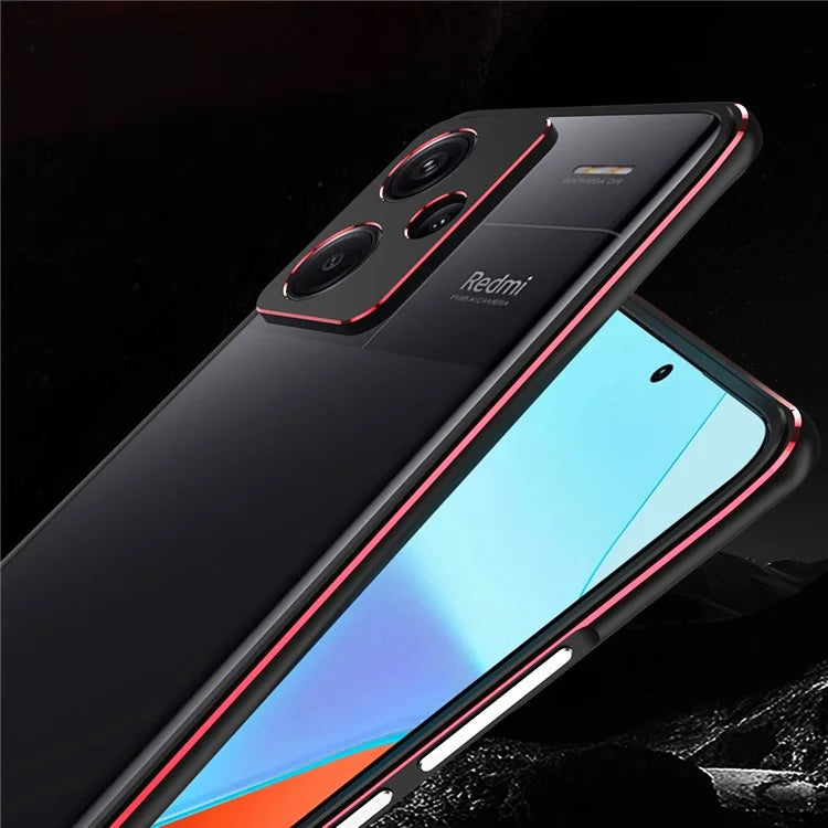 For Xiaomi Redmi Note 13 Pro+ Bumper Case Metal Frame Bumper Cover with Camera Lens Guard