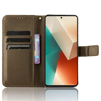 For Xiaomi Redmi Note 13 5G Case Magnetic Clasp Leather Wallet Cover