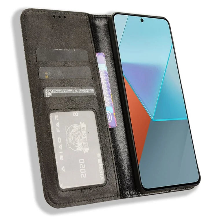 For Xiaomi Redmi Note 13 Pro 5G / Poco X6 5G Phone Case Wallet Retro PU Leather Cell Phone Cover