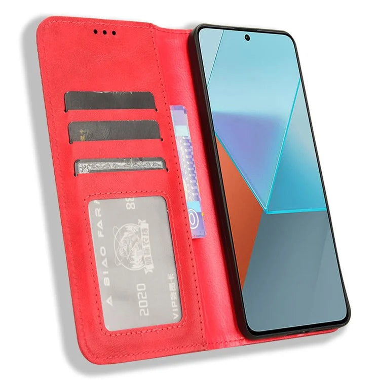 For Xiaomi Redmi Note 13 Pro 5G / Poco X6 5G Phone Case Wallet Retro PU Leather Cell Phone Cover