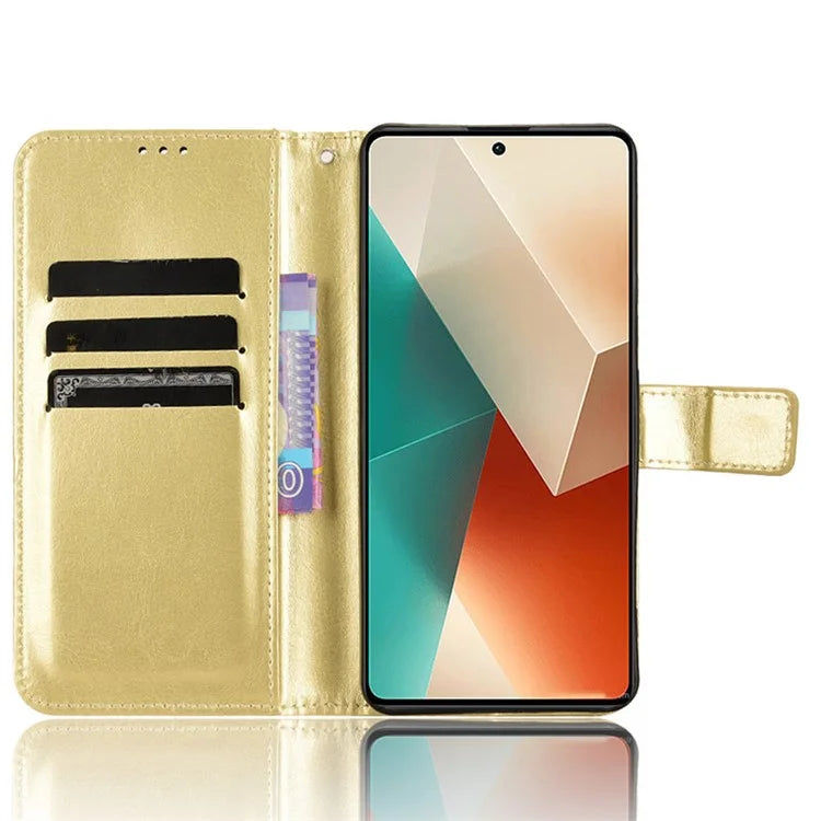 For Xiaomi Redmi Note 13 5G Case Crazy Horse Texture Phone Wallet Cover