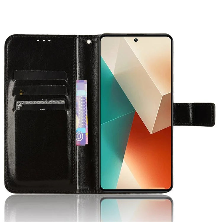For Xiaomi Redmi Note 13 5G Case Crazy Horse Texture Phone Wallet Cover