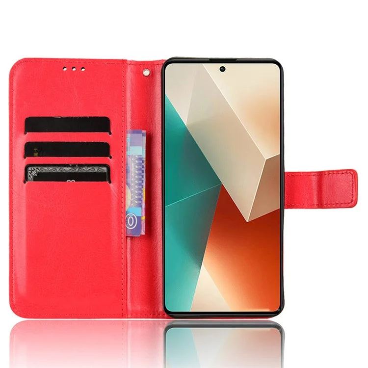 For Xiaomi Redmi Note 13 5G Case Crazy Horse Texture Phone Wallet Cover
