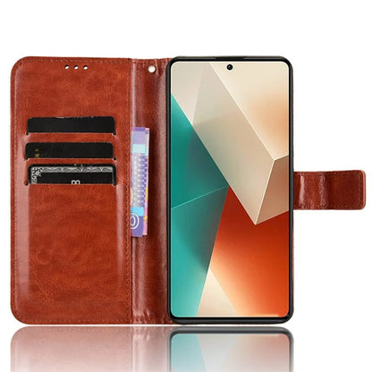 For Xiaomi Redmi Note 13 5G Case Crazy Horse Texture Phone Wallet Cover
