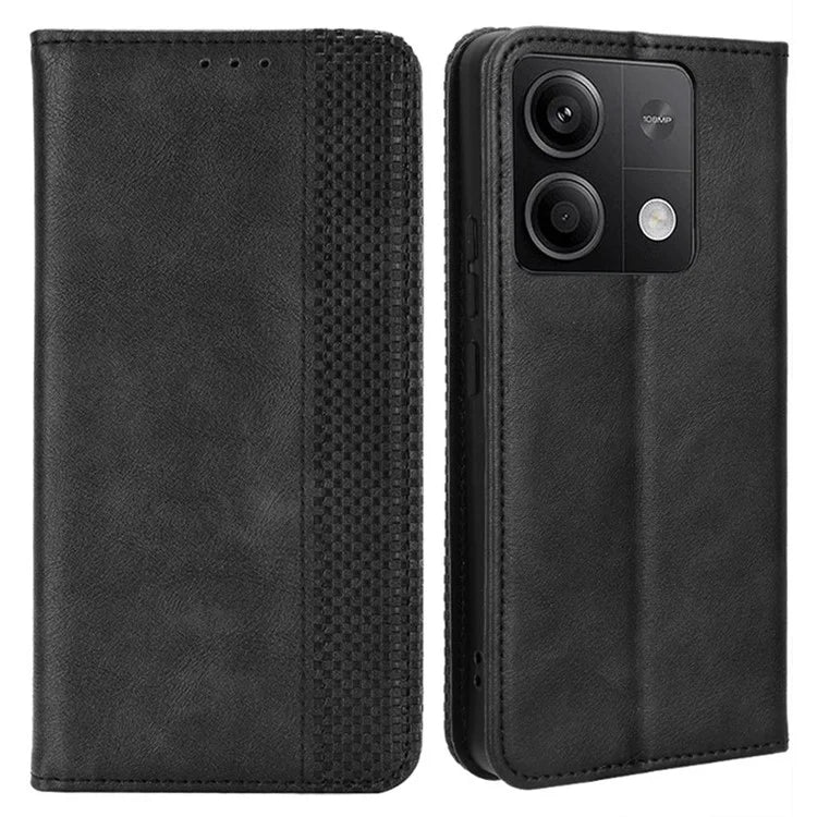 For Xiaomi Redmi Note 13 5G Mobile Phone Cover Case Wallet Retro PU Leather Shell