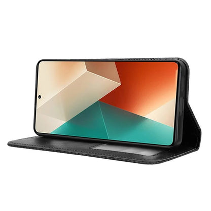 For Xiaomi Redmi Note 13 5G Mobile Phone Cover Case Wallet Retro PU Leather Shell
