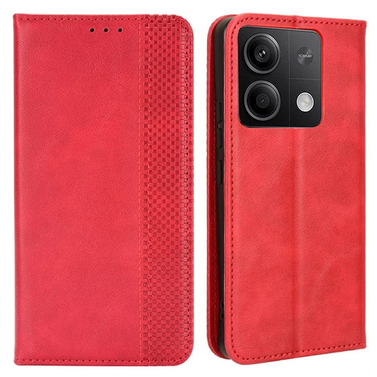 For Xiaomi Redmi Note 13 5G Mobile Phone Cover Case Wallet Retro PU Leather Shell