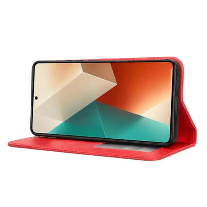 For Xiaomi Redmi Note 13 5G Mobile Phone Cover Case Wallet Retro PU Leather Shell