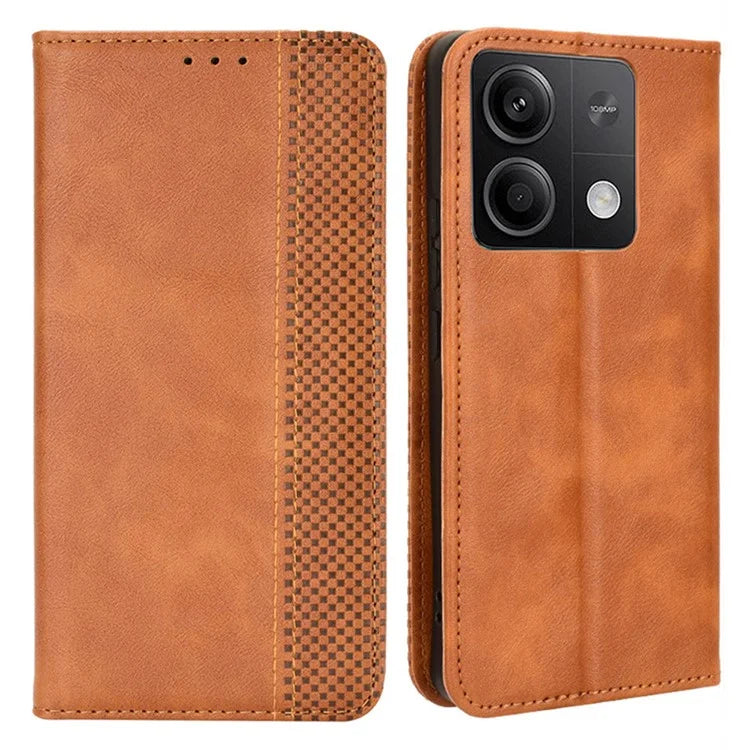 For Xiaomi Redmi Note 13 5G Mobile Phone Cover Case Wallet Retro PU Leather Shell