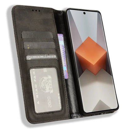 Retro Leather Phone Cover for Xiaomi Redmi Note 13 Pro+ Wallet Magnetic Leather Phone Case