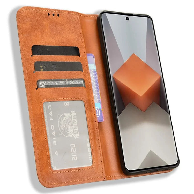 Retro Leather Phone Cover for Xiaomi Redmi Note 13 Pro+ Wallet Magnetic Leather Phone Case