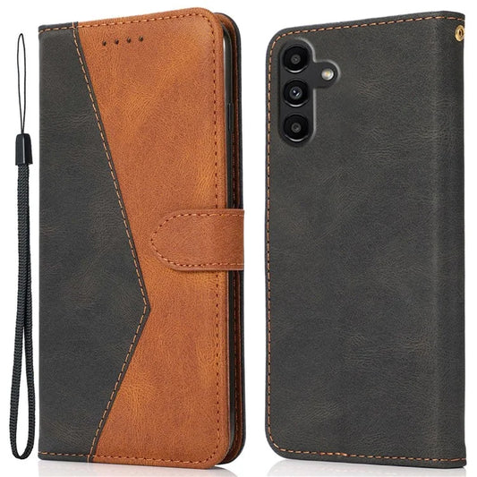For Samsung Galaxy A05s 4G Case Color Splicing Anti-drop PU Leather Phone Cover