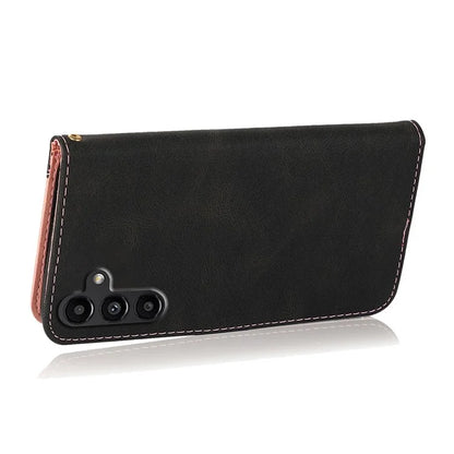 For Samsung Galaxy A05s 4G Case Color Splicing Anti-drop PU Leather Phone Cover
