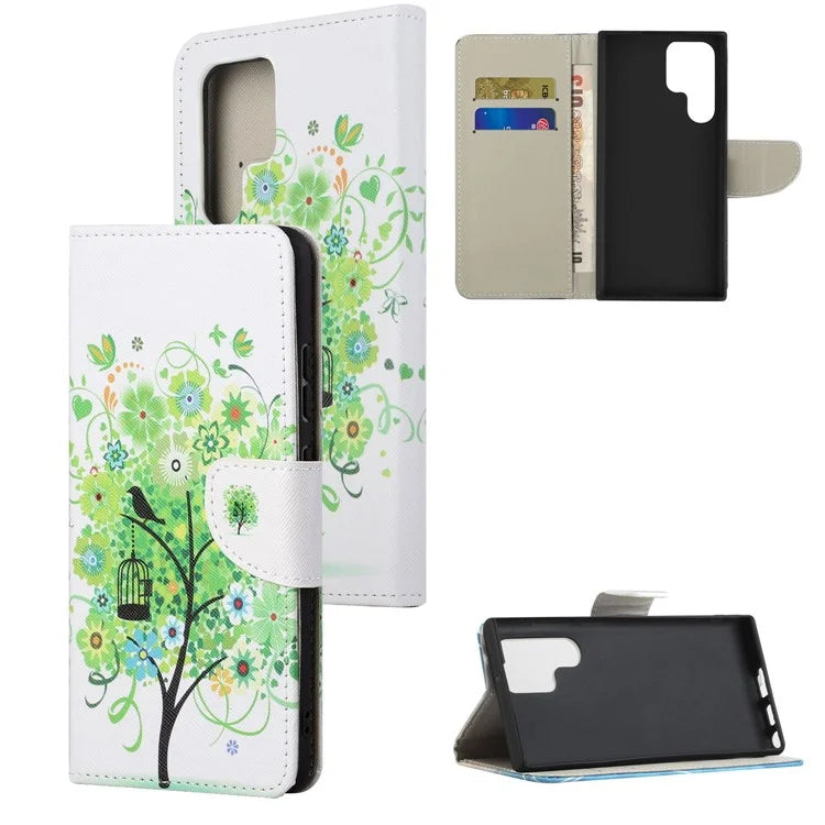 For Samsung Galaxy S24 Ultra Case Pattern Leather Flip Phone Cover