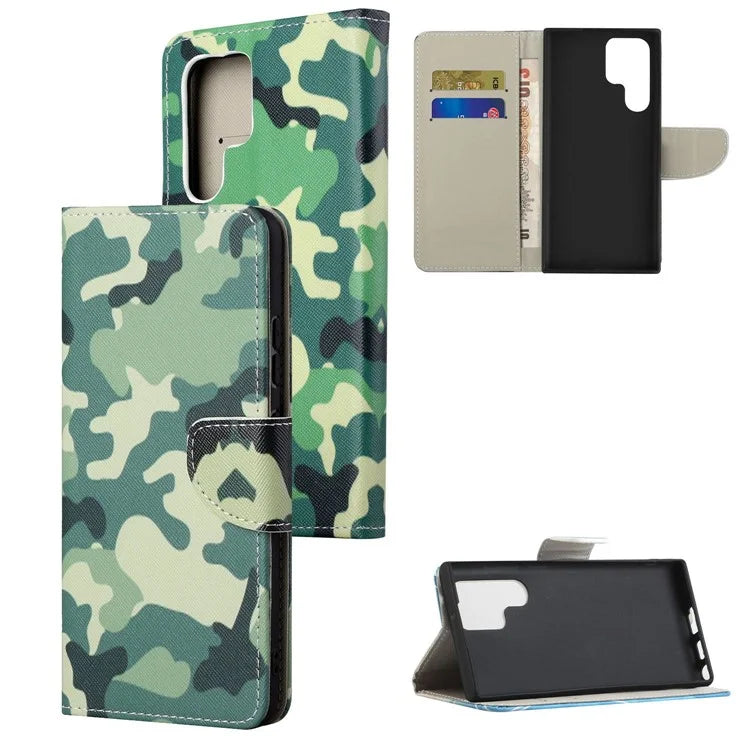For Samsung Galaxy S24 Ultra Case Pattern Leather Flip Phone Cover