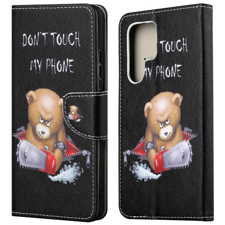 For Samsung Galaxy S24 Ultra Case Pattern Leather Flip Phone Cover