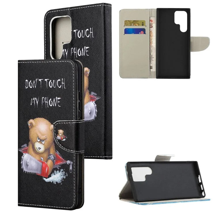 For Samsung Galaxy S24 Ultra Case Pattern Leather Flip Phone Cover