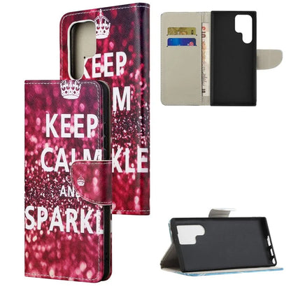 For Samsung Galaxy S24 Ultra Case Pattern Leather Flip Phone Cover