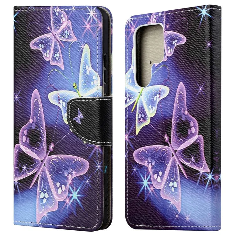 For Samsung Galaxy S24 Ultra Case Pattern Leather Flip Phone Cover