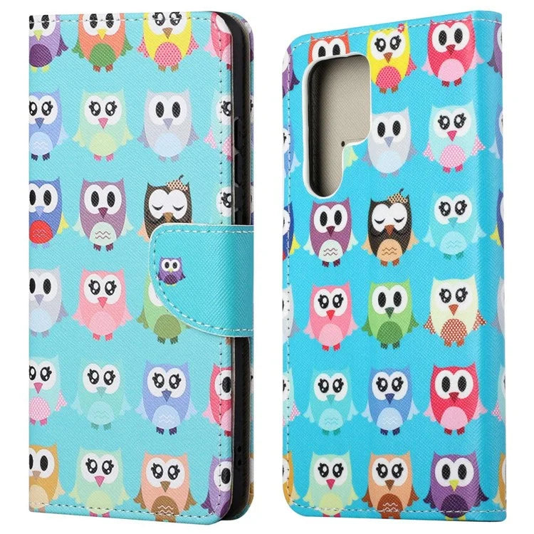 For Samsung Galaxy S24 Ultra Case Pattern Leather Flip Phone Cover