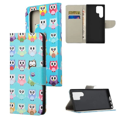 For Samsung Galaxy S24 Ultra Case Pattern Leather Flip Phone Cover