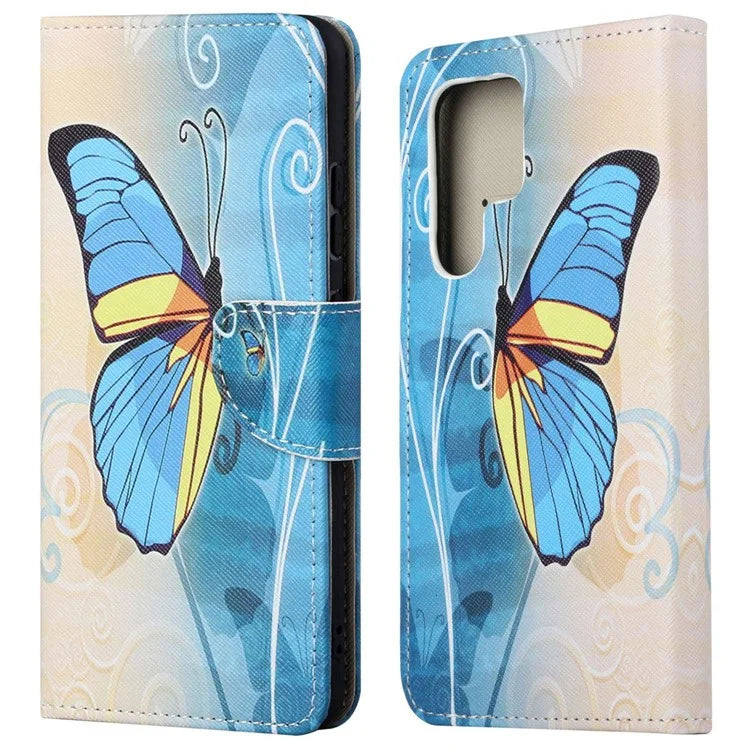 For Samsung Galaxy S24 Ultra Case Pattern Leather Flip Phone Cover