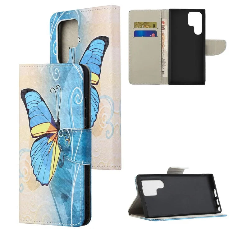 For Samsung Galaxy S24 Ultra Case Pattern Leather Flip Phone Cover