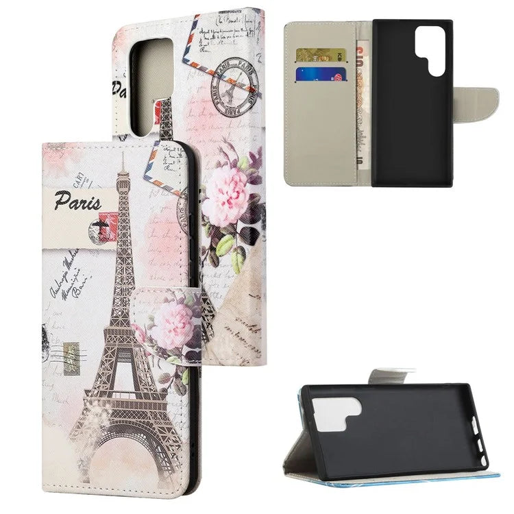 For Samsung Galaxy S24 Ultra Case Pattern Leather Flip Phone Cover