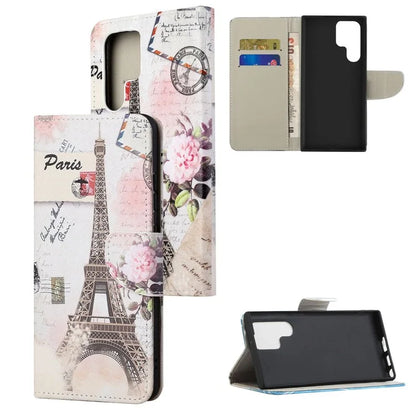 For Samsung Galaxy S24 Ultra Case Pattern Leather Flip Phone Cover